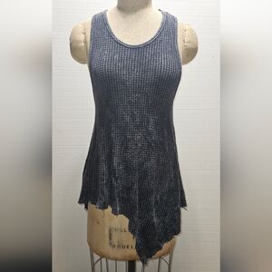 Abree Women's Black Gray Asymmetrical Knit Tunic Top. Fits like a size S/M